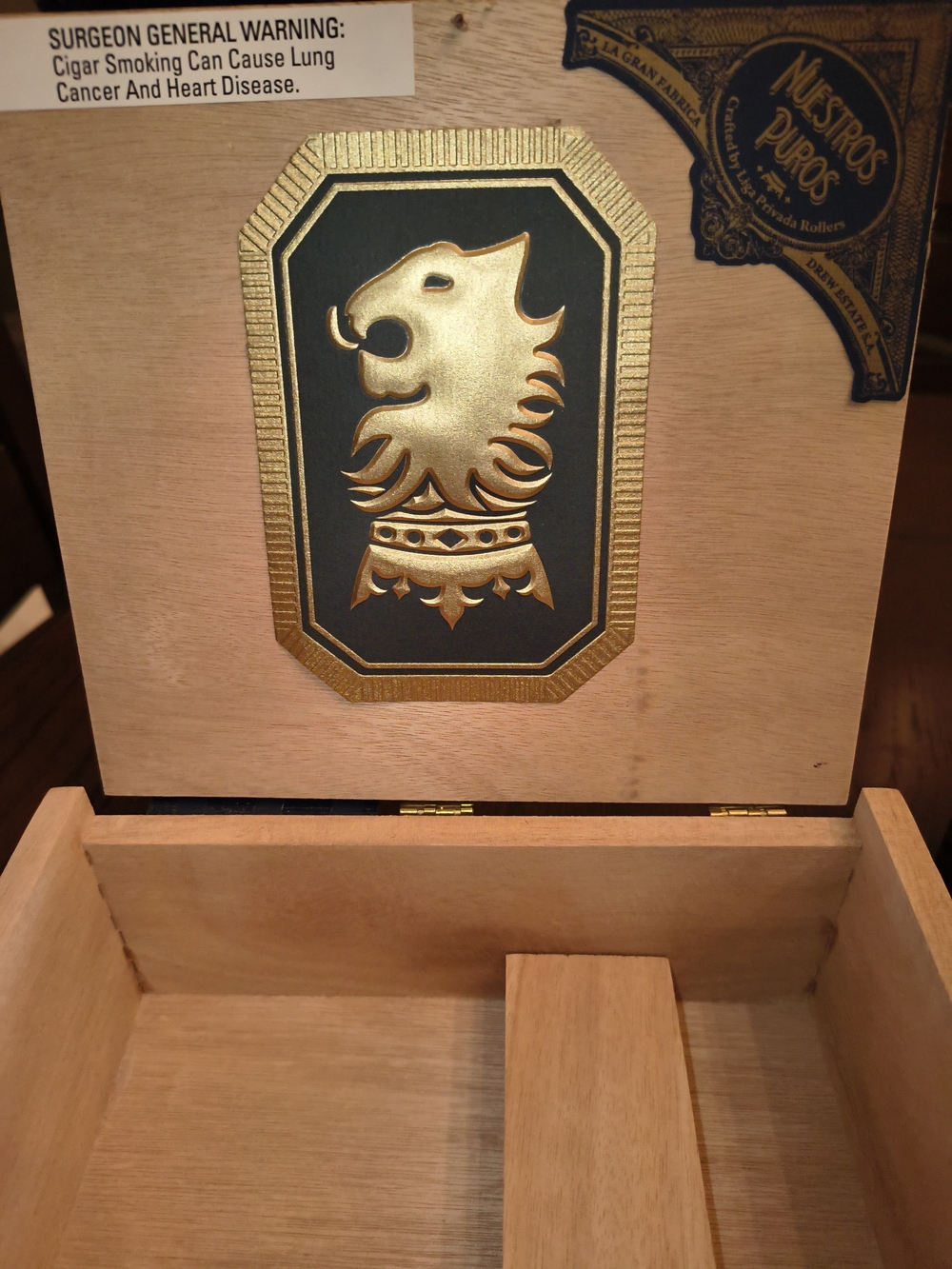 Natural Wood Cigar Box - With Wood Spacer- Store Leftover - Picture 5 of 5